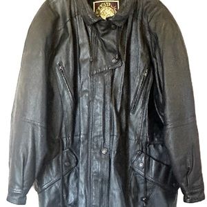 Jacket men’s heavy duty black Sz 3x shell genuine leather hood not available